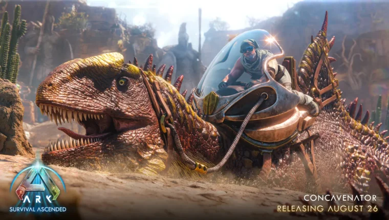 Concavenator ARK Survival Ascended se déplaçant sous le sable